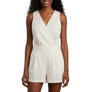 ModCloth Easy Go Sleeveless Cotton Faux Wrap Romper NWT Large